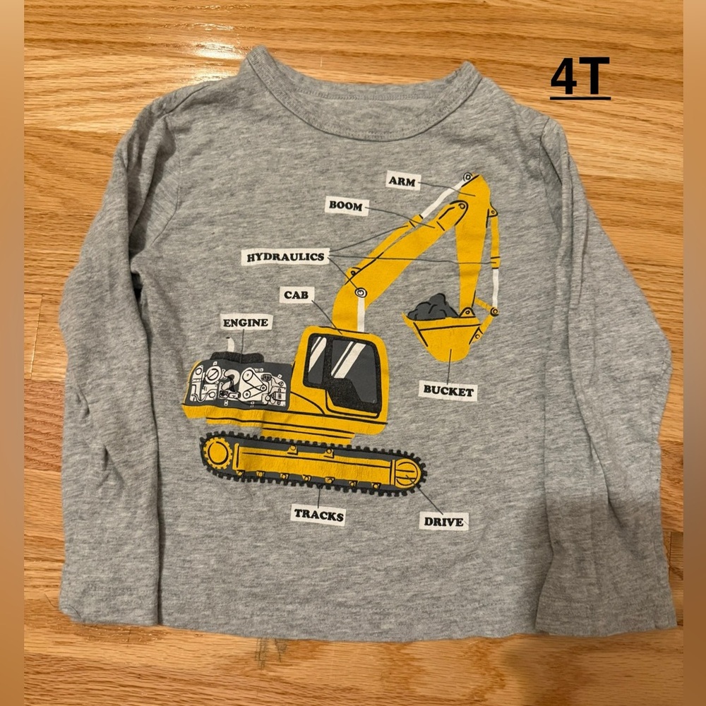 GAP Gray Long Sleeve with Yellow Excavator Design
